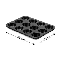 12 Bölmeli Premium Metal Muffin Ve Cupcake Tepsisi - Yapışmaz, Eşit Pişirme Özellikli Kalıp .