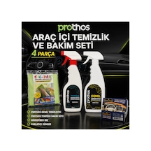 Araç İçi Temizlik Ve Bakım Seti 4 Parça Genel Temizleyici 500 Ml, Torpido Bakım Sütü, Mikrofiber Bez Ve Parlatıcı Sünger