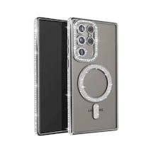 Newface Samsung Galaxy Uyumlu S25 Ultra Kılıf Joke Simli Magneticsafe Kılıf - Gümüş