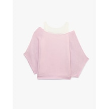 Koton Slim Fit Kayık Yaka Uzun Kollu İkili Triko Kazak Pembe 7wal90145ıt Gülkurusu