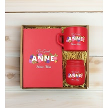 Bk Gift Kişiye Özel İsimli Dtf Anne Temalı Kırmızı Defter & Kahve Fincanı & Mum Hediye Seti-3, Anneye Hediye, Anneler Günü Hediyesi Kobitmeyencom30773