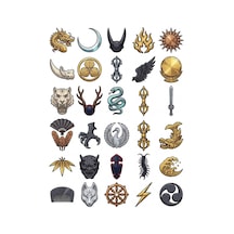 30 Adet Samuray Miğfer Arması Sticker Seti - Laptop, Kask, Defter Çok Renkli