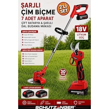Schutzenger RN783 Şarjlı Ot Çim Biçme Makinesi Tırpan Çift Akülü Şarjlı Dal Budama Makası Kırmızı Prox