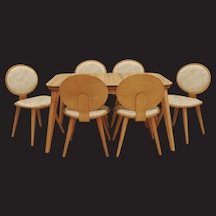 Masa Papel Oval Sırt Sandalye Model Takım Kayın Kaplama Torna Retro Dikdörtgen Açılır El Yapım