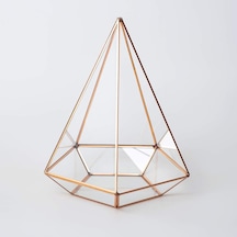 26x21x21cm Bakır Rose Gold Geometrik Teraryum Cam Fanus Aksesuar Çikolata Kutusu