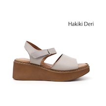 Gönderi(R) Gönderi R Krem Dolgu Taban Hakiki Deri Sandalet Krem