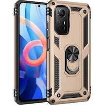 Newface Xiaomi Redmi Note 12s Kılıf Sofya Yüzüklü Silikon Kapak - Gold Altın