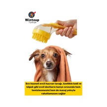 Ergonomik Kedi Köpek Banyo Temizlik Masaj Etkili Zararsız Silikon Sıvı Hazneli Evcil Hayvan Tarağı
