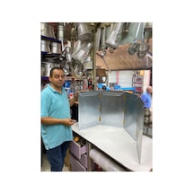 4 Kanatlı Büyük Boy 40x160 Cm Kamp Metal Rüzgar Kesici Rüzgarlık - Yağ Sıçratmaz Ocak Arkası Gri