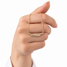 Zirkon Taşlı Çelik Kolye Gold Renk