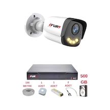 Fury 1 Kameralı 4 Warm Led Gece Renkli Görüş-cepten İzle-su Geçirmez Güvenlik Kamerası Seti 500gb