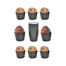 Cupcake Kalıbı & Kek Kapsülü & Muffin Kek Kalıbı & 25'li Siyah Kek Kalıbı Stoneware Siyah Diğer