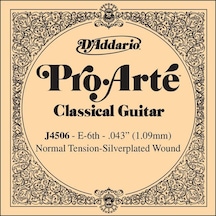 D'Addario Classic Guitar Normal Silverplated Wound Single E-Mi -