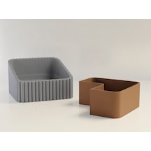 3d Baskı Fıstık Kasesi - Çift Hazneli Kabuk Ayırıcı Sunum Kasesi - Gri Kahverengi