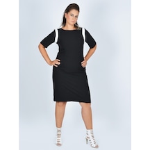 Nidya Moda Büyük Beden Ay Kombin Elbise-4031S Çok Renkli