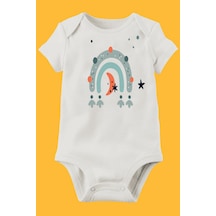 Babylimon Organik Baskılı Pamuklu Unisex Bebek Body Beyaz - 132207888 Beyaz