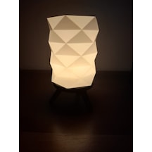 Üçgen Tasarım Tealight Mumluk- Mini Lamba Beyaz -  Siyah