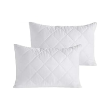 %100 Pamuk Alez Kapitone Yastık Koruyucu - 50x70 Cm, 2'li Set Açık Gri