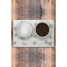 Evaşk Vinil Kaymaz Tabanlı Keçe Baskılı Evcil Hayvan Pet Mama  Paspası 45x75 Renk KEMİK PM0245KE