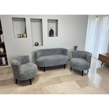 Azra Mobilya Sydney Modern Koltuk Takımı Modern İskandinav Tarzı Welsoft Yumuşak Kumaş Kırçıllı Kırçıllı Gri