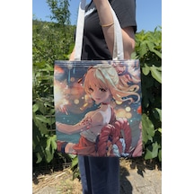 Zipzap Yoimiya Genshin Impact V2 Çift Taraflı Kanvas Baskı Bez Çanta Anime Çantası