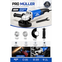 Pro Müller Powerfull Ml-900w Çelik Şanzıman 6 Kademe Devir Ayarlı Orta Boy Taşlama Ve Kesim Makinesi