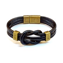 Shadow Knot Gölge Düğümü Deri Erkek Bileklik-1460 Antrasit