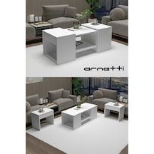 Arnetti 3lü Takım Zigonlu Sartos Orta Sehpa Beyaz