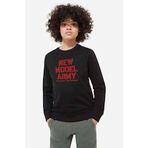 Tshirthane Model Army We Love The World Baskılı Unisex Çocuk Siyah Sweat