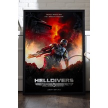 Helldivers Siyah Ahşap Çerçeveli Poster, Dekoratif Oyun Duvar Tablosu