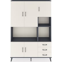 Arges Dolap 9 Raflı 3 Çekmeceli 5 Kapaklı 132x30x195 Antrasit-aytaşı/aytaşı Aytası/aytası