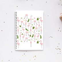 Flamingo Yaprak Çiçek Spiral A5 96 Yaprak Çizgisiz Defter Pytkdt