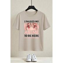 Uyguntarz Unisex My Anime Baskılı Tasarım Tshirt Bej