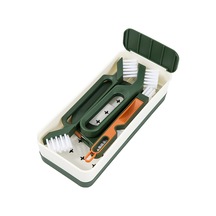 Suofeng Yeşil 4'lü Ev Temizlik Fırçası Seti: Boşluk Fırçaları 3 Adet + Zemin Fırçası + Depolama Kutusu - Tekerlek, Pencere, Tuğla Araları Derin Temizliği Sağlar Yeşil