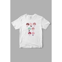 Bts Family Baskılı Tişört Beyaz