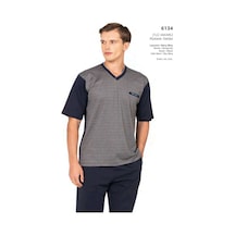Pierre Cardin 6134 Erkek Kısa Kollu V Yaka 3'lü Jakarlı Pijama Takımı-lacivert