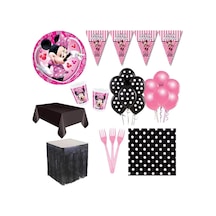 Minnie Mouse Doğum Günü Parti Seti+Metalize Masa Eteği 16 Kişilik N11.88
