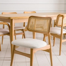 Helios Beyaz Hazeranlı Natural Ahşap Bohem Sandalye