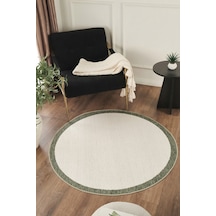 Sisalux 3090 Krem Yeşil Yuvarlak Sisal Dokuma Jüt Kilim Hav Toz Vermez Mutfak Oturma Odası Halısı Krem - Yeşil