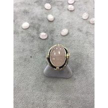 Pembe Kuvars Taşlı Gümüş Yüzük 925 Ayar Taş (272833420)
