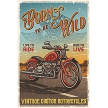 Vahşi Motor Retro Vintage Ahşap Poster