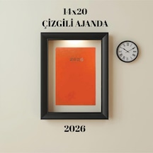 2026 Ajanda 14x20 Çizgili Turuncu Turuncu