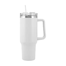 Saplı Araba Bardağı 304 Paslanmaz Çelik Hasır Buz Bardağı Araba Taşınabilir Termos Bardak-beyaz