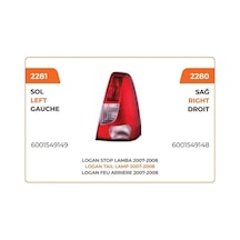 Stop Lambası Sol 07&gt 08 Kırmızı Reflektörlü Dacia Logan 1