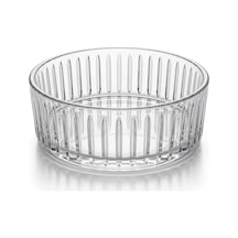 Pupa Model El Yapımı Üfleme Cam Sunum Kasesi - Optikli Çizgili Dekoratif Salata, Meyve Ve Meze Kasesi 14x6 Cm Çok Renkli