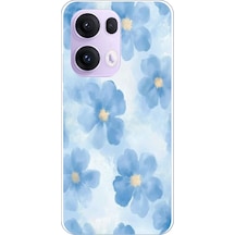 Oppo Reno 13 Pro Uyumlu Mavi Çiçekler Baskılı Silikon Kılıf Renkli