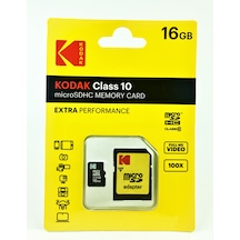 Kodak Extra 16Gb Micro Sd Hafıza Kartı Ve Adaptör Sdhc Class 10