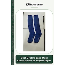 Marivento Özel Üretim Saks Mavi Çorap 36-39 Ev Giyimi Giyim