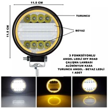 Off Road LED Turuncu Angel - Beyaz Ledli 3 Fonksiyonlu 1 ADET