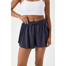 Genius Store Bol Kesim Taytlı Spor Şort Kadın-şort Füme